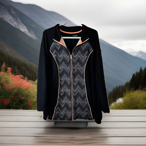 Catherines Jackets & Blazers - 3X Catherines Perfect Roomy Black W Neon Orange Trim Jacket Side Pockets